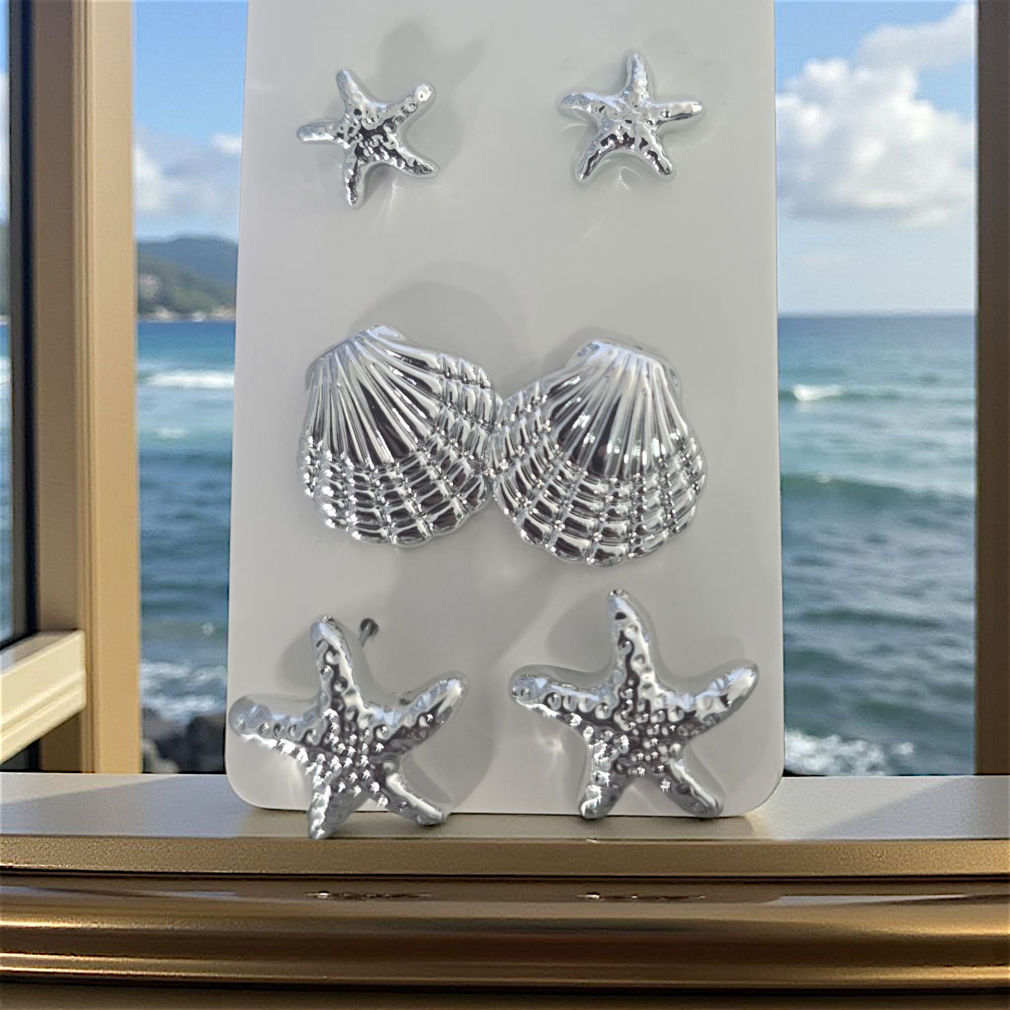 'Silver Ocean-inspired Earrings'
