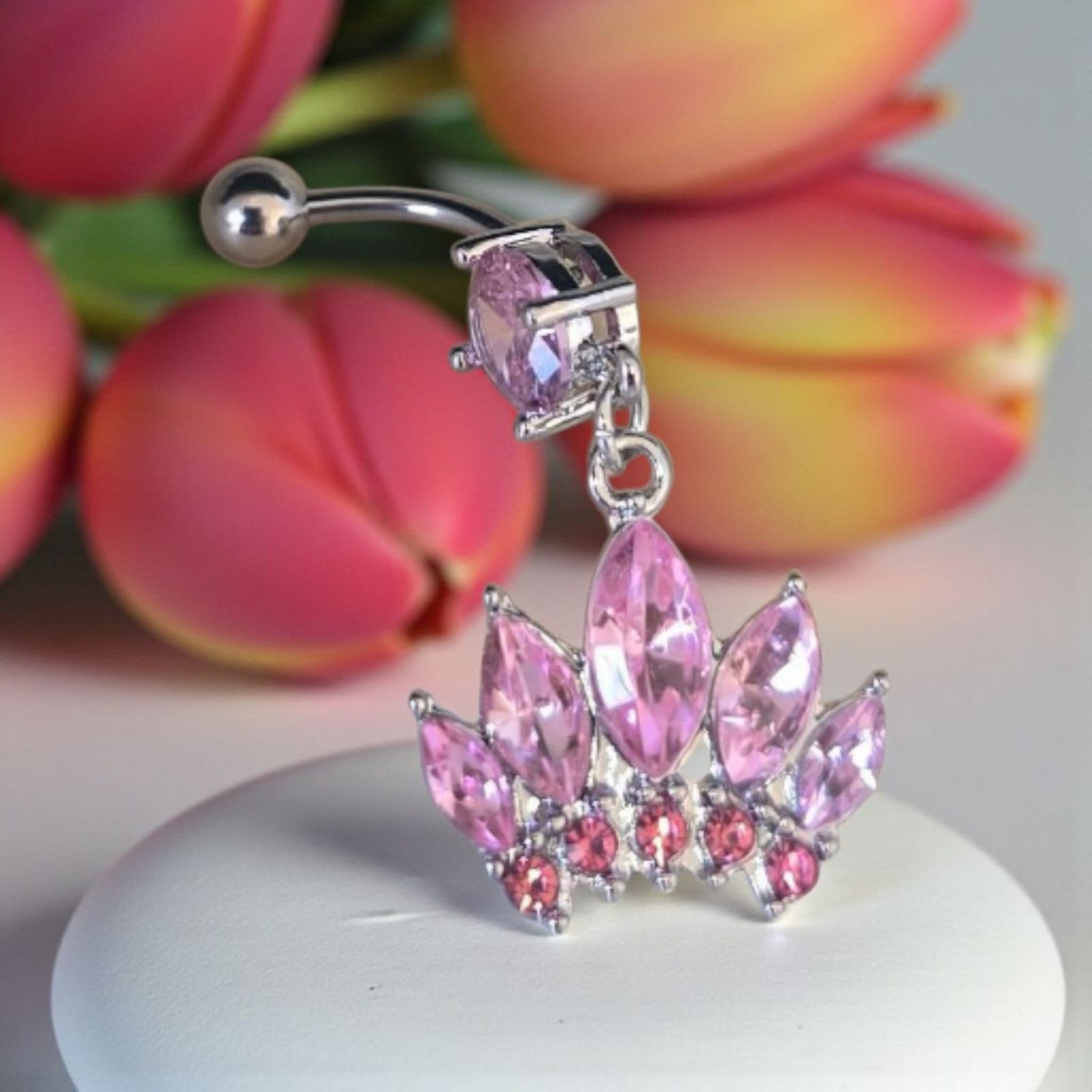 'The Crowned Queen' silver belly ring