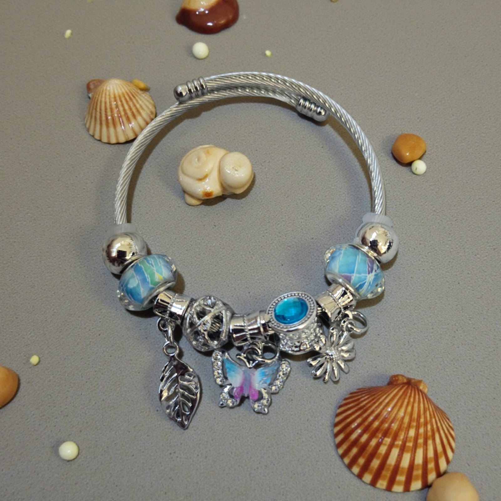'Treasures of the Tide' Silver Stainless steel bracelet.
