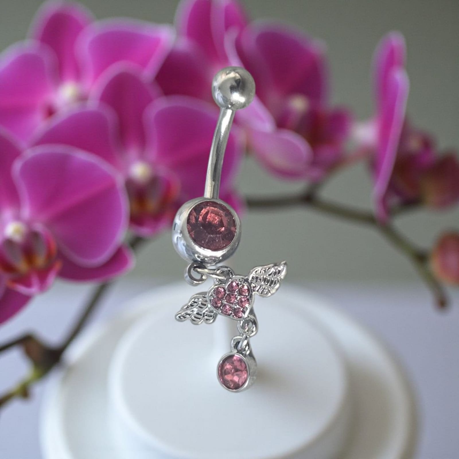 'Wish upon a heart' silver belly ring'